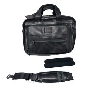 Tumi Alpha Organizer Black Leather Portfolio Briefcase Carry-On NWOT Monogrammed